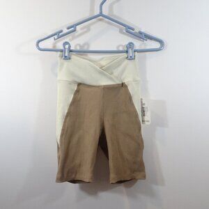 Year of Ours Size S Ribbed Studio Athletic Biker Shorts Caribou Bone NEW MSRP$97